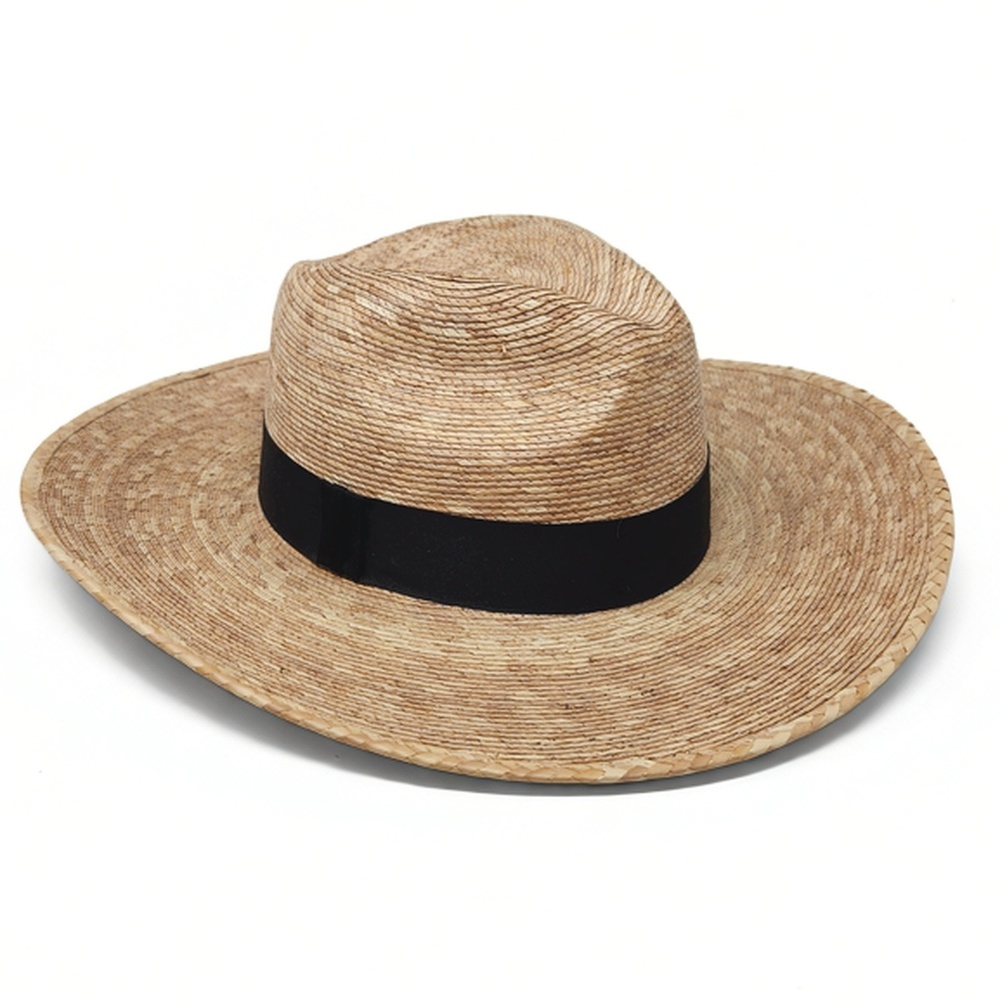 Brooklyn Hat Co Reno Palm Straw Rancher Western Beach Boho Wide Brim Sun Hat O/S